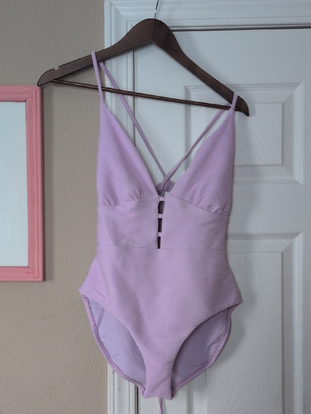 Red Carter Lilac Strappy One-Piece Swimsuit with Front Cutouts